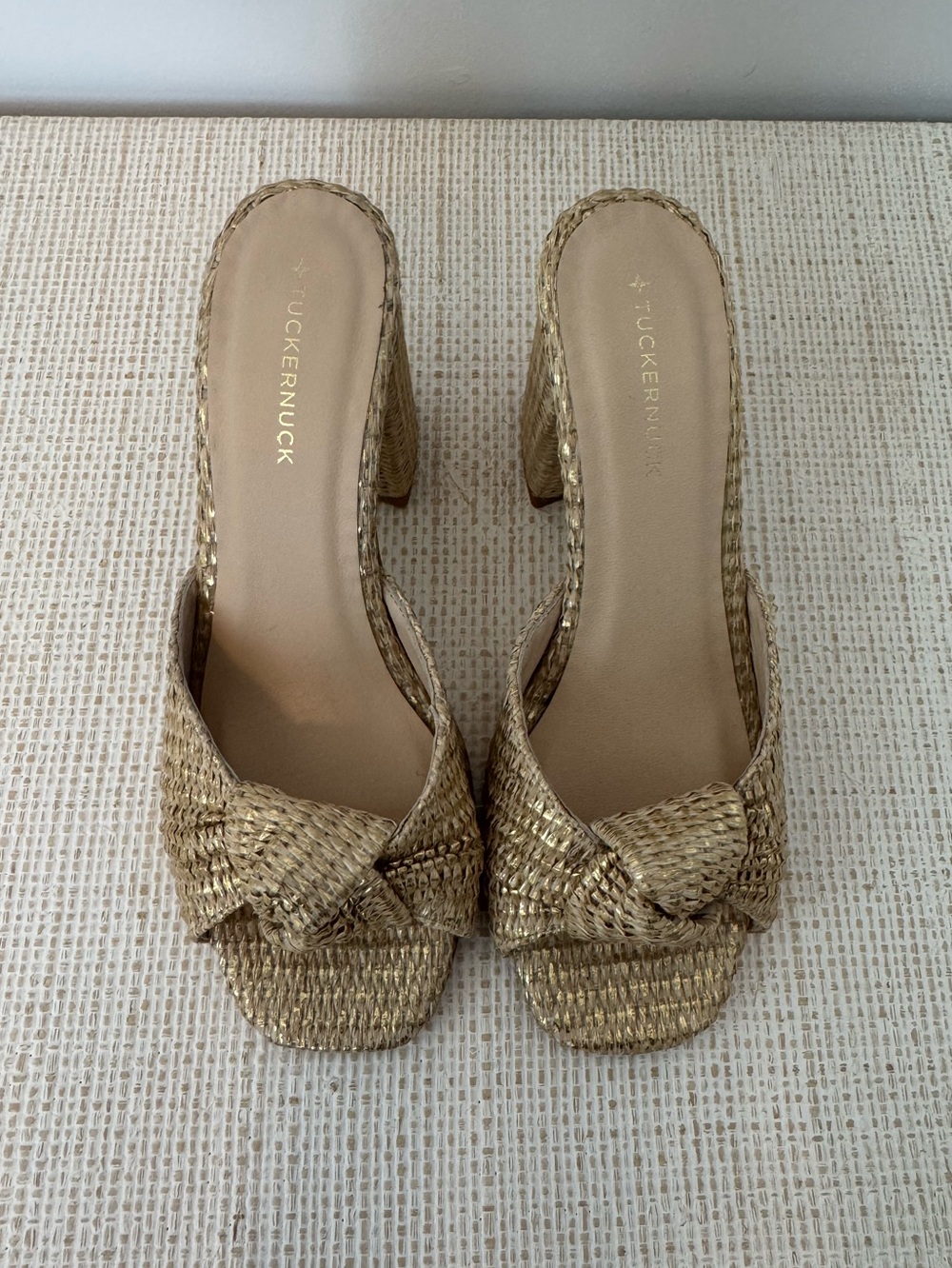 Tuckernuck Gold Raffia Blake Heels